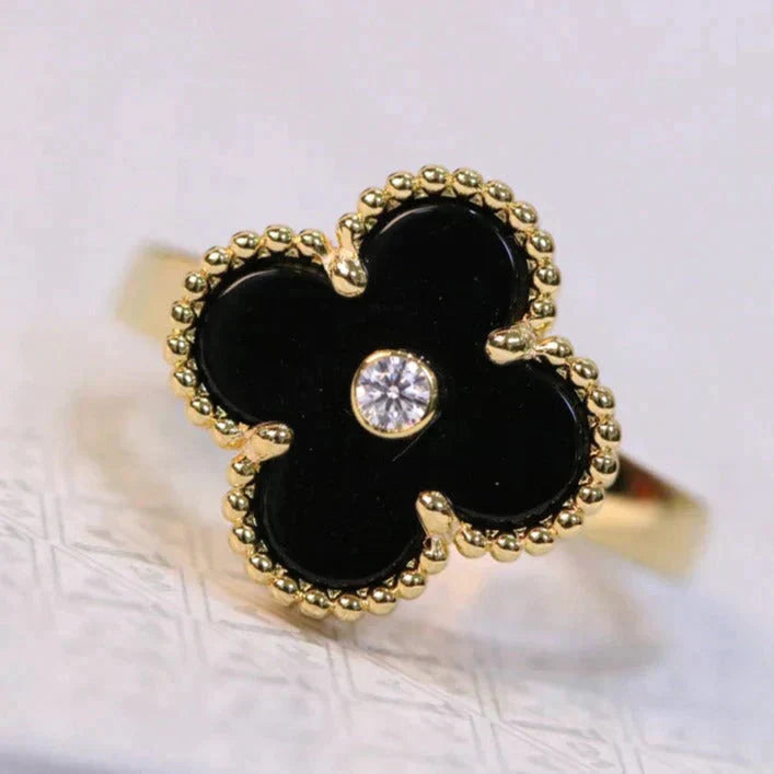 CLOVER RING DELUXE | BLACK - GOLD