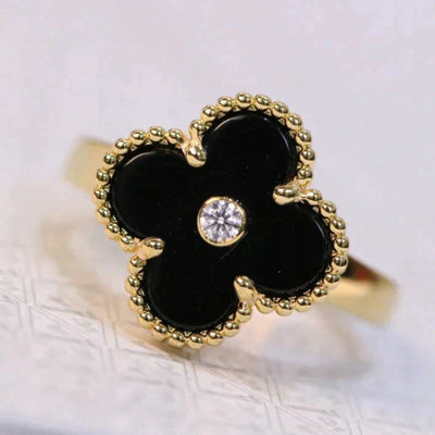 CLOVER RING DELUXE | BLACK - GOLD