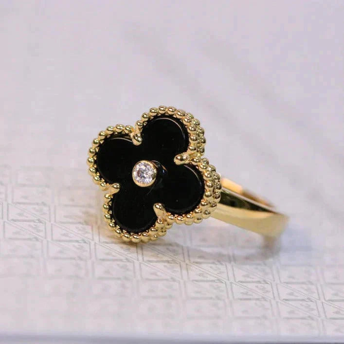 CLOVER RING DELUXE | BLACK - GOLD