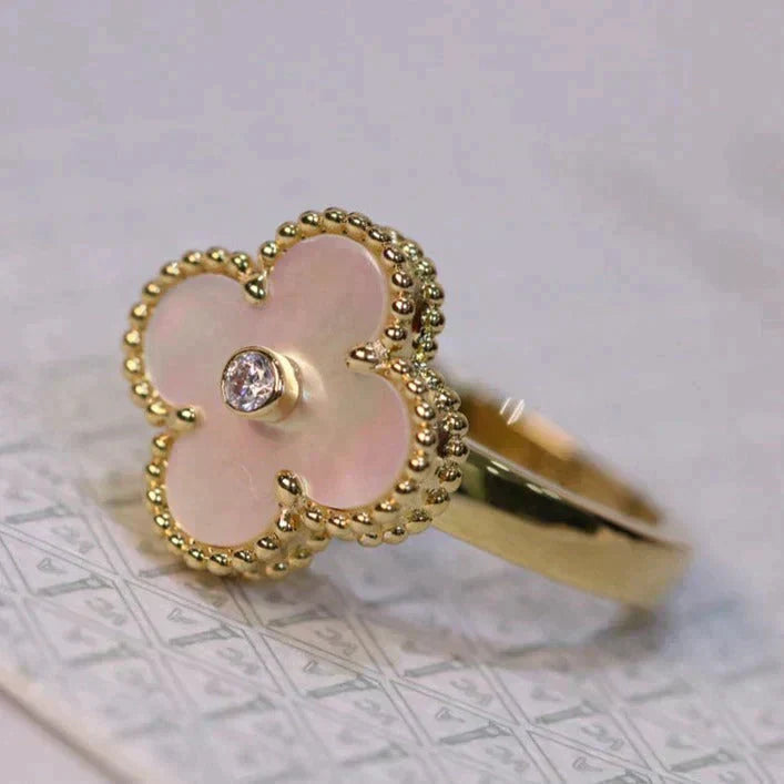 CLOVER DELUXE RING | WHITE - GOLD