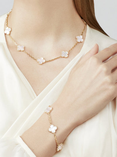 CLOVER NECKLACE 10 MOTIFS | WHITE - GOLD