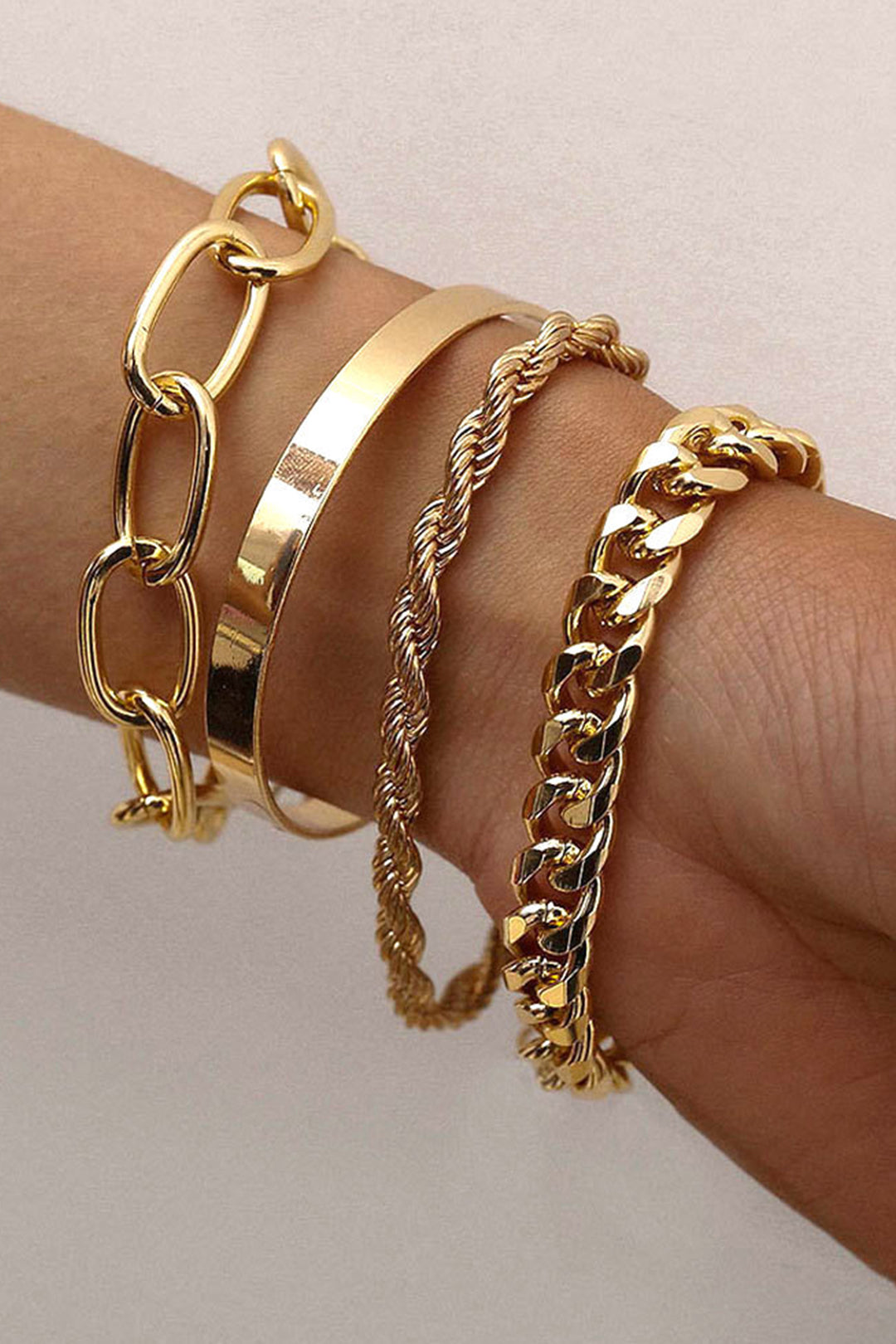 CUBAN NECKLACE SET – 4 PIECES | GOLD