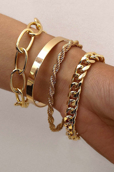 CUBAN NECKLACE SET – 4 PIECES | GOLD