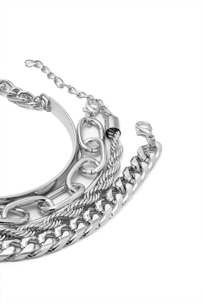 CUBAN NECKLACE SET – 4 PIECES | SILVER