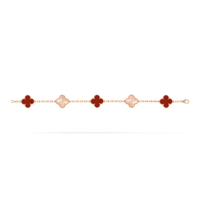 CLOVER BRACELET LUXE | RED - ROSE GOLD