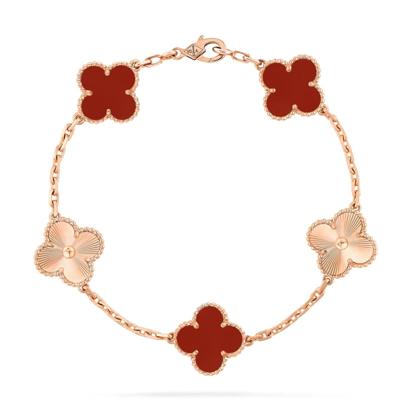 CLOVER BRACELET LUXE | RED - ROSE GOLD
