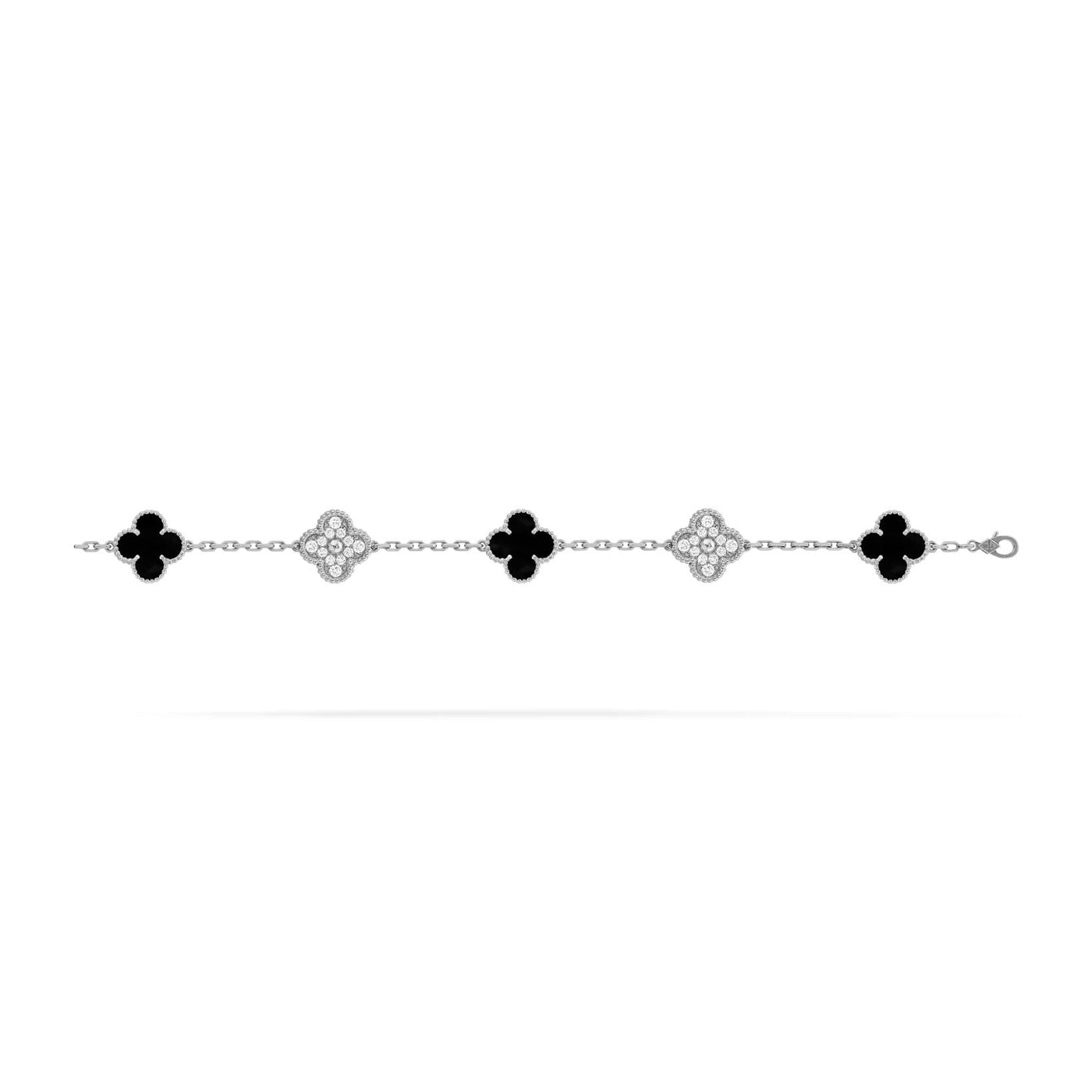 CLOVER DELUXE BRACELET | SILVER - BLACK