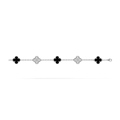 CLOVER DELUXE BRACELET | SILVER - BLACK