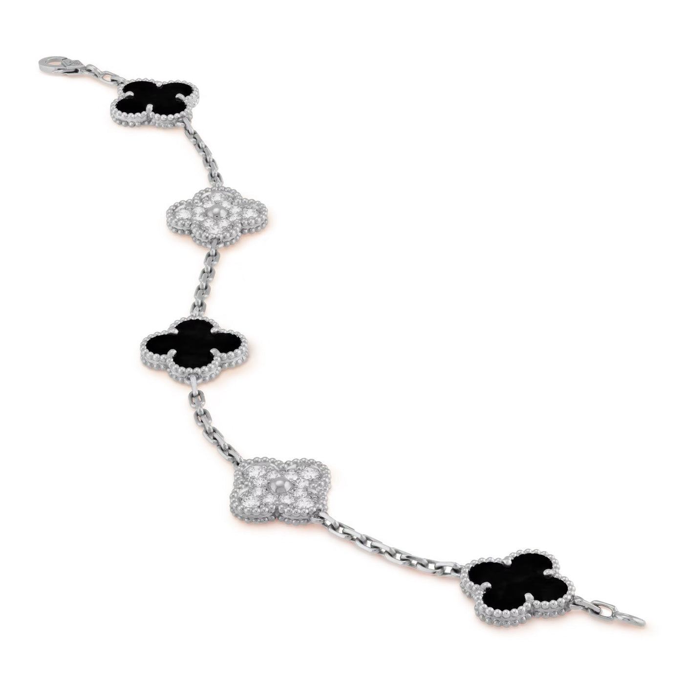 CLOVER DELUXE BRACELET | SILVER - BLACK