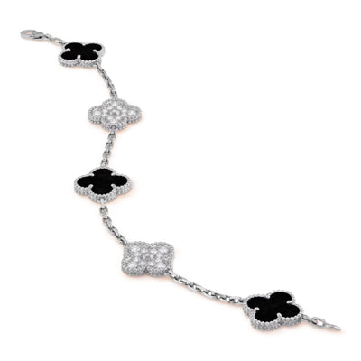 CLOVER DELUXE BRACELET | SILVER - BLACK