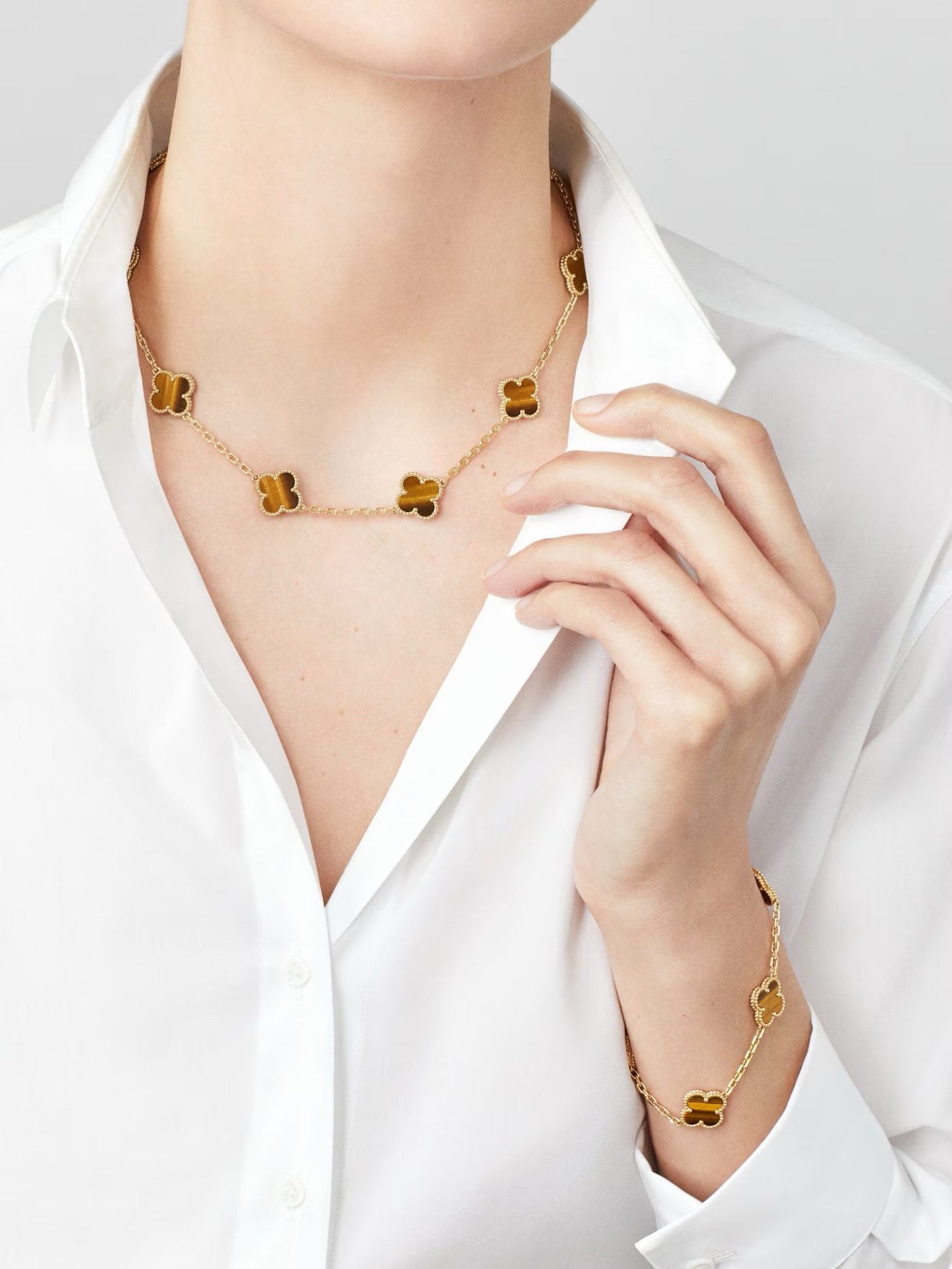CLOVER BRACELET | BROWN - GOLD