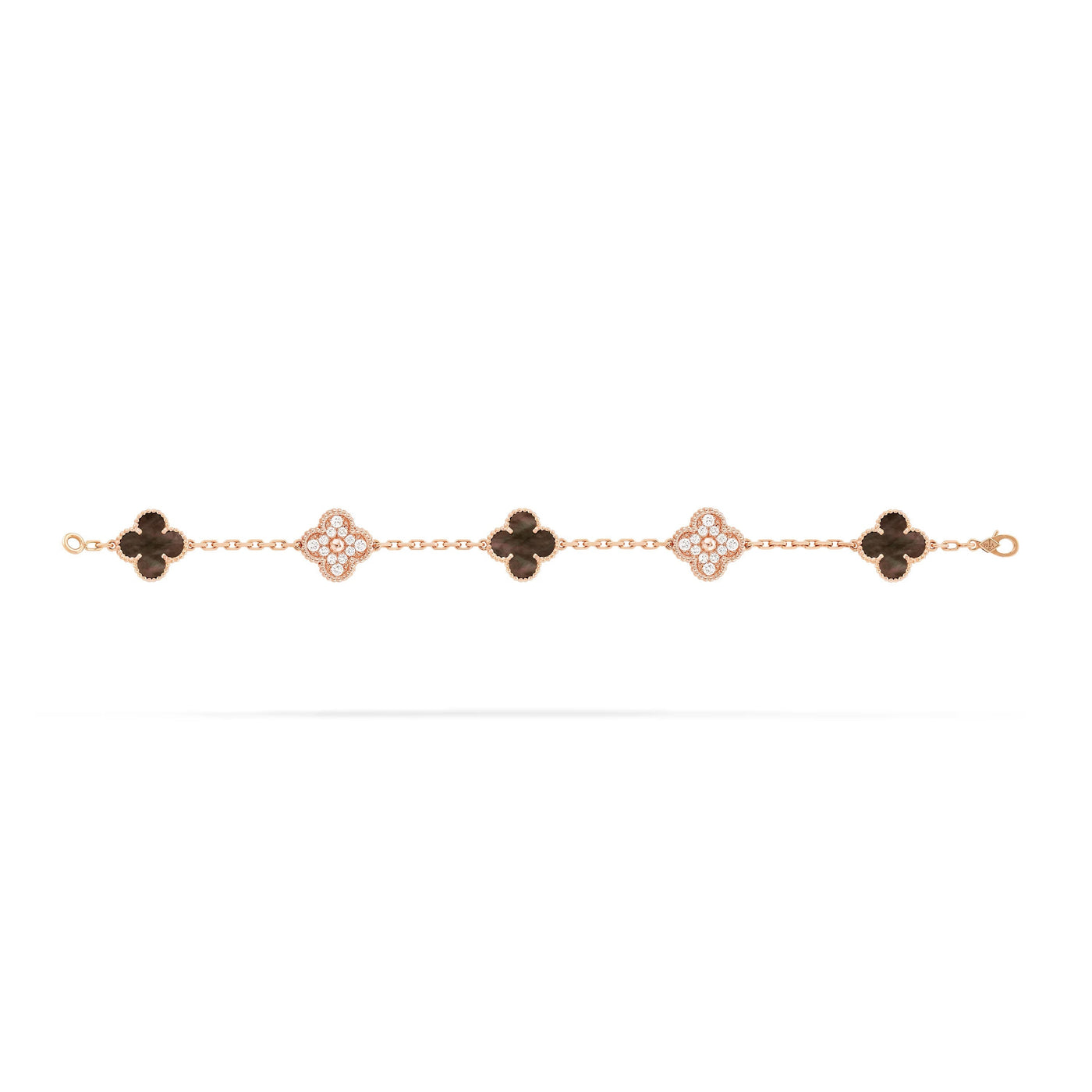 CLOVER DELUXE BRACELET | ROSE GOLD - BROWN