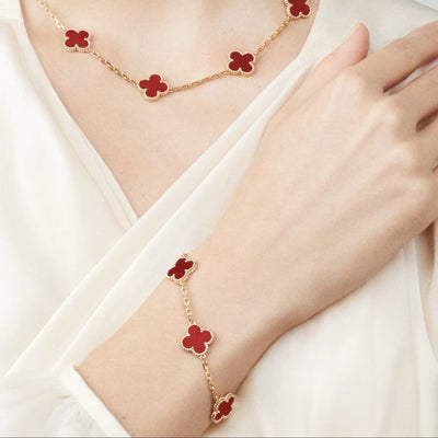 CLOVER BRACELET | RED - GOLD