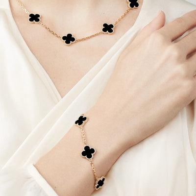 CLOVER BRACELET | BLACK - GOLD