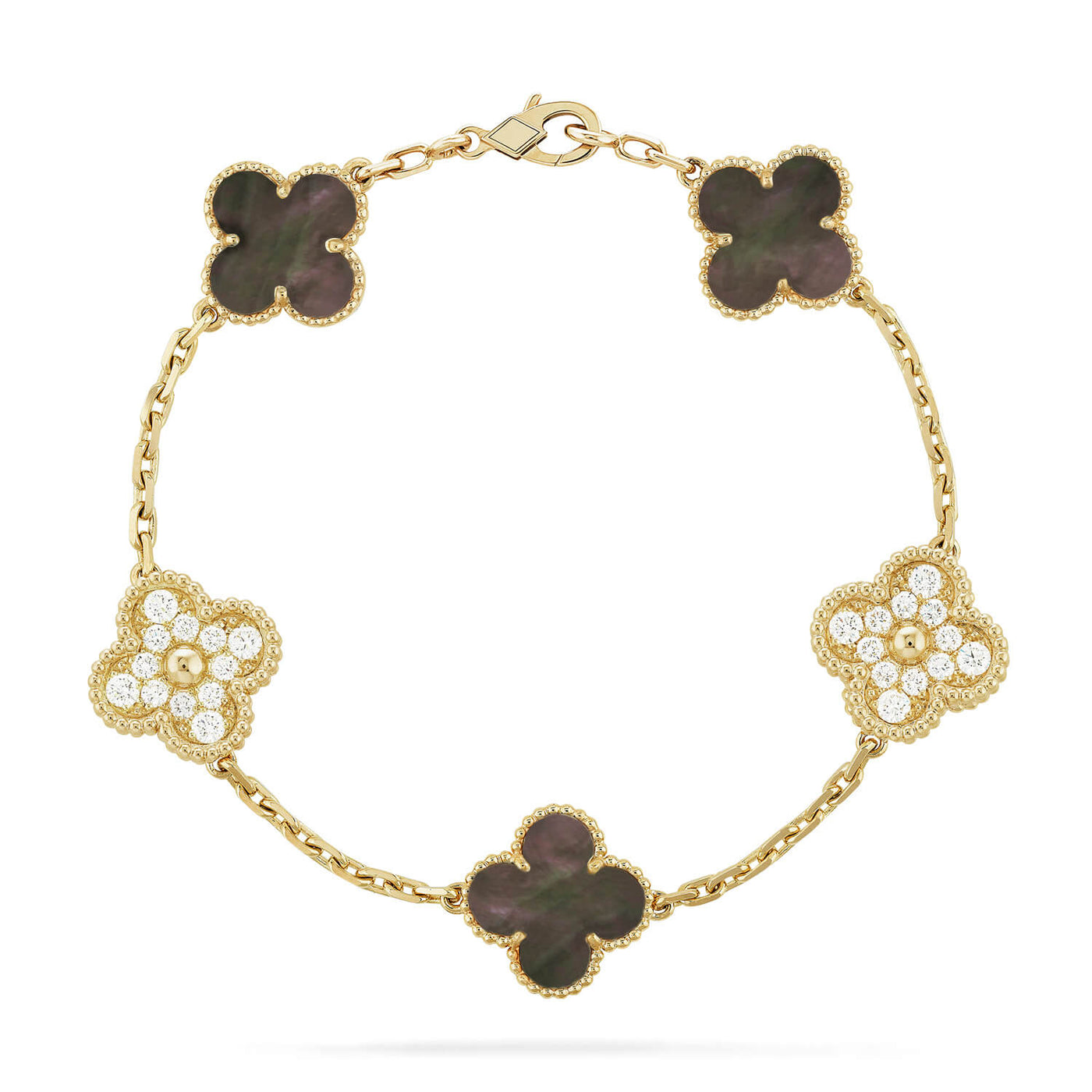 CLOVER DELUXE BRACELET | ROSE GOLD - BROWN