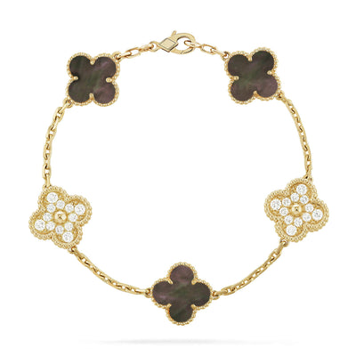 CLOVER DELUXE BRACELET | ROSE GOLD - BROWN