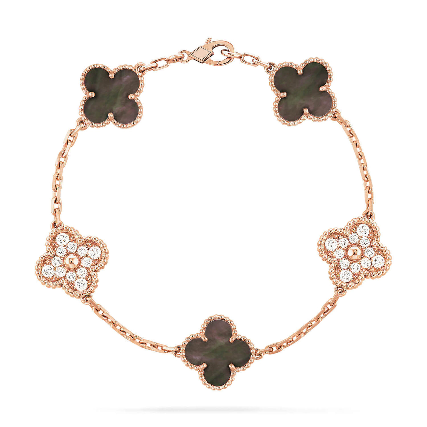 CLOVER DELUXE BRACELET | ROSE GOLD - BROWN
