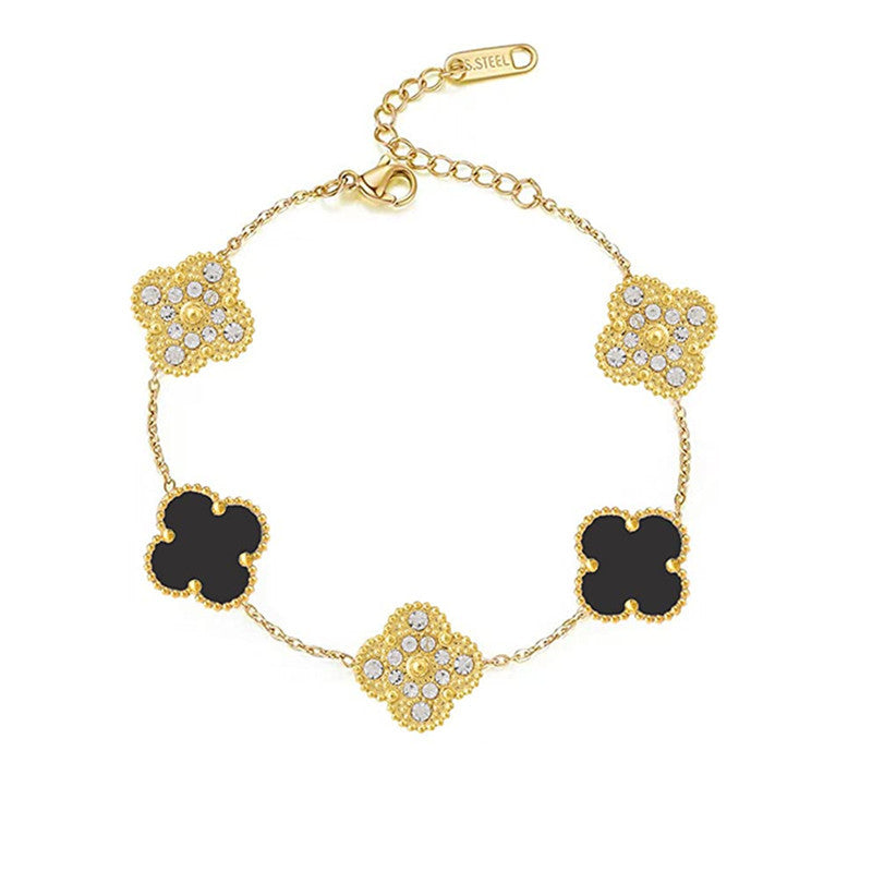 CLOVER BRACELET DELUXE | BLACK - GOLD