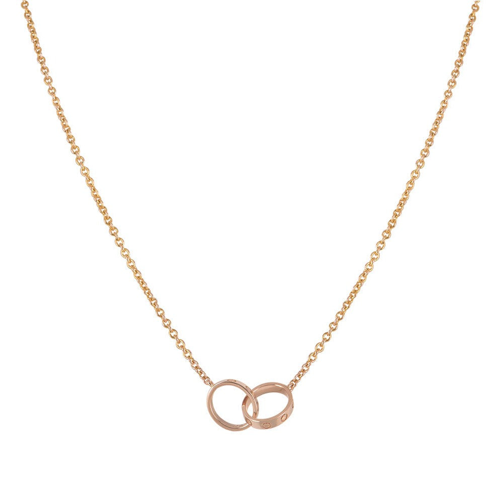 LOVE NECKLACE DOUBLE RING | ROSE GOLD