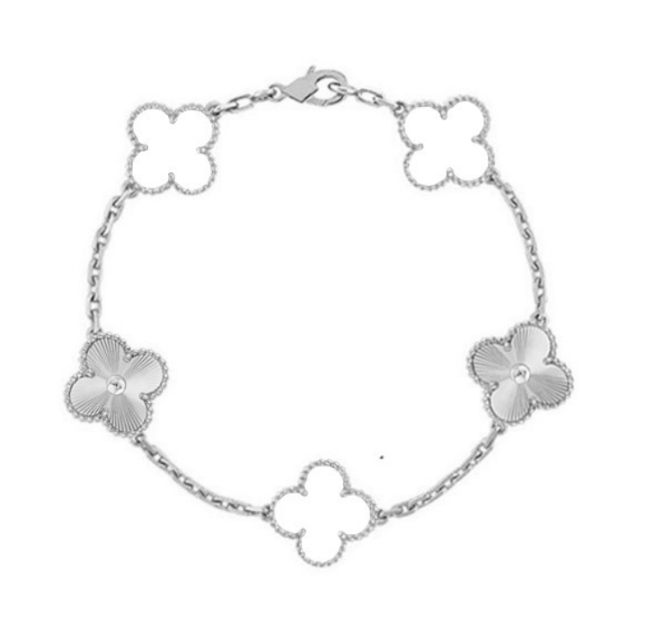 CLOVER DELUXE BRACELET | WHITE - SILVER