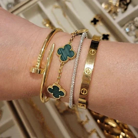 CLOVER BRACELET | GREEN - GOLD