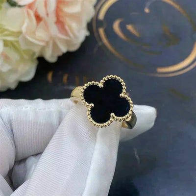 CLOVER RING | BLACK - GOLD