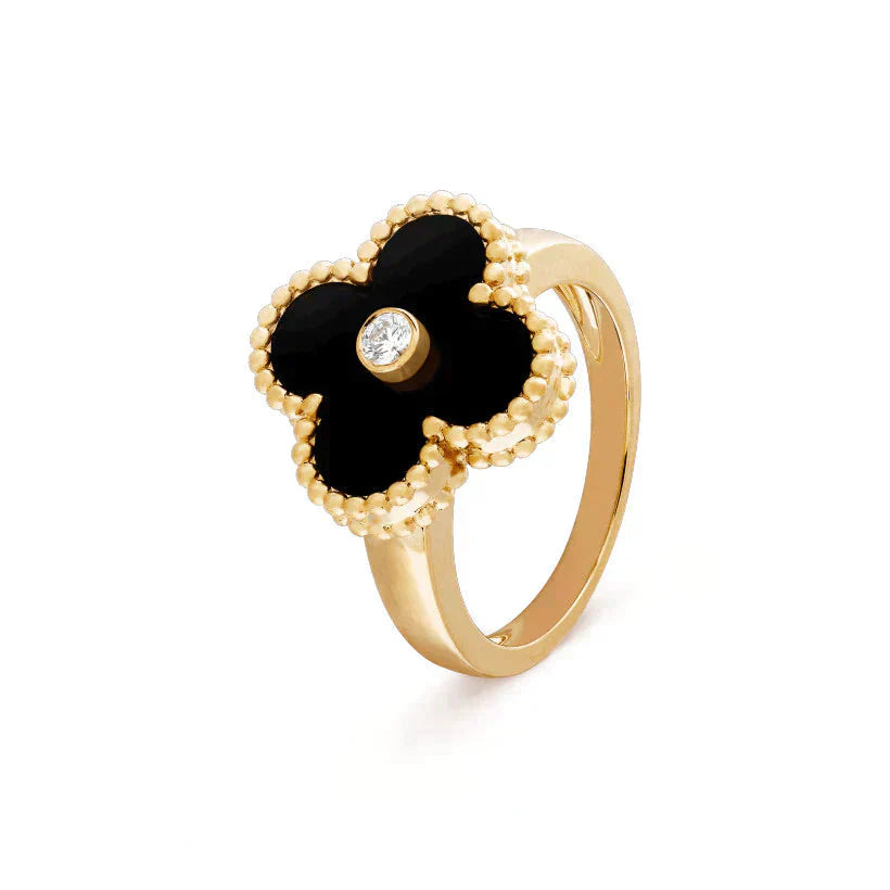 CLOVER RING DELUXE | BLACK - GOLD