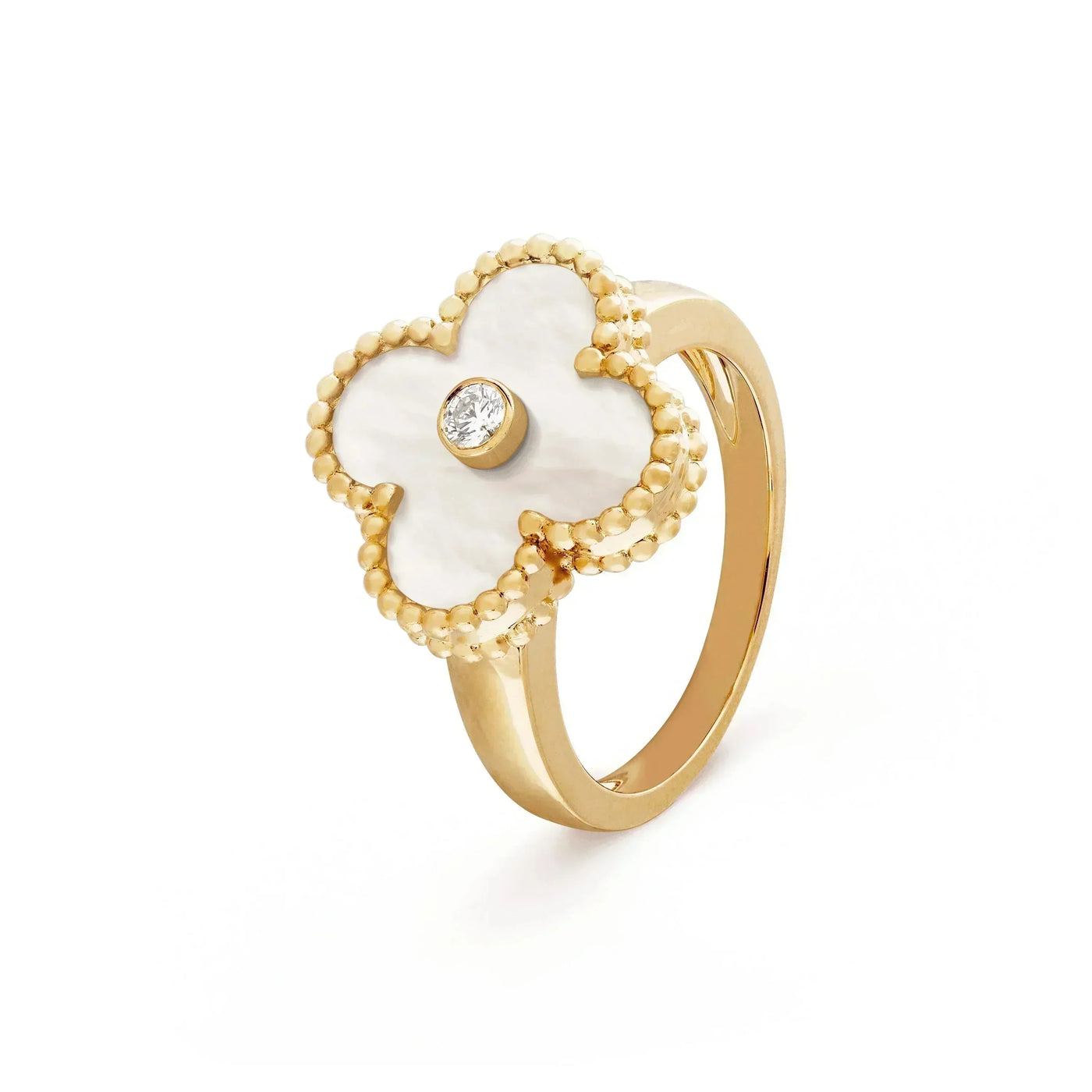 CLOVER DELUXE RING | WHITE - GOLD