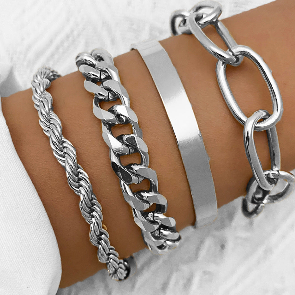 CUBAN NECKLACE SET – 4 PIECES | SILVER